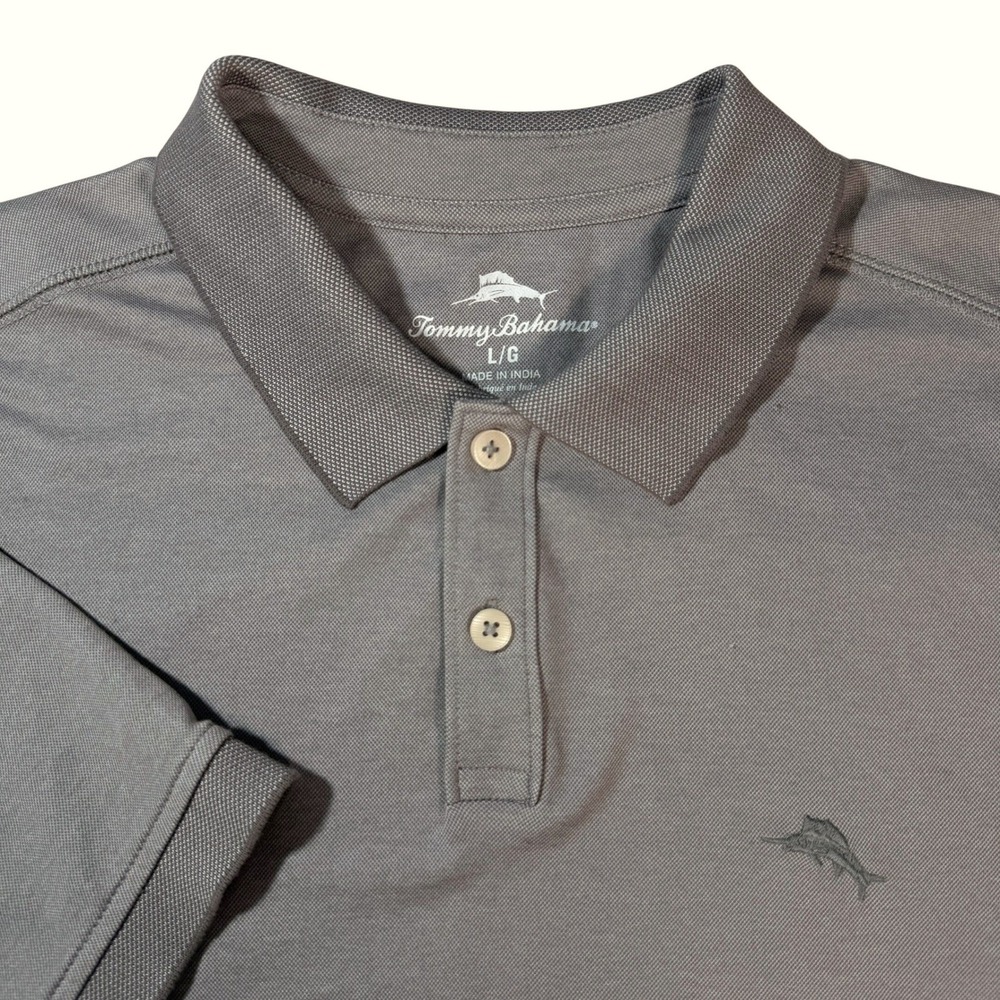 Tommy Bahama Mens Grey Short‎ Sleeve Polo Shirt Activewear Top Size Large